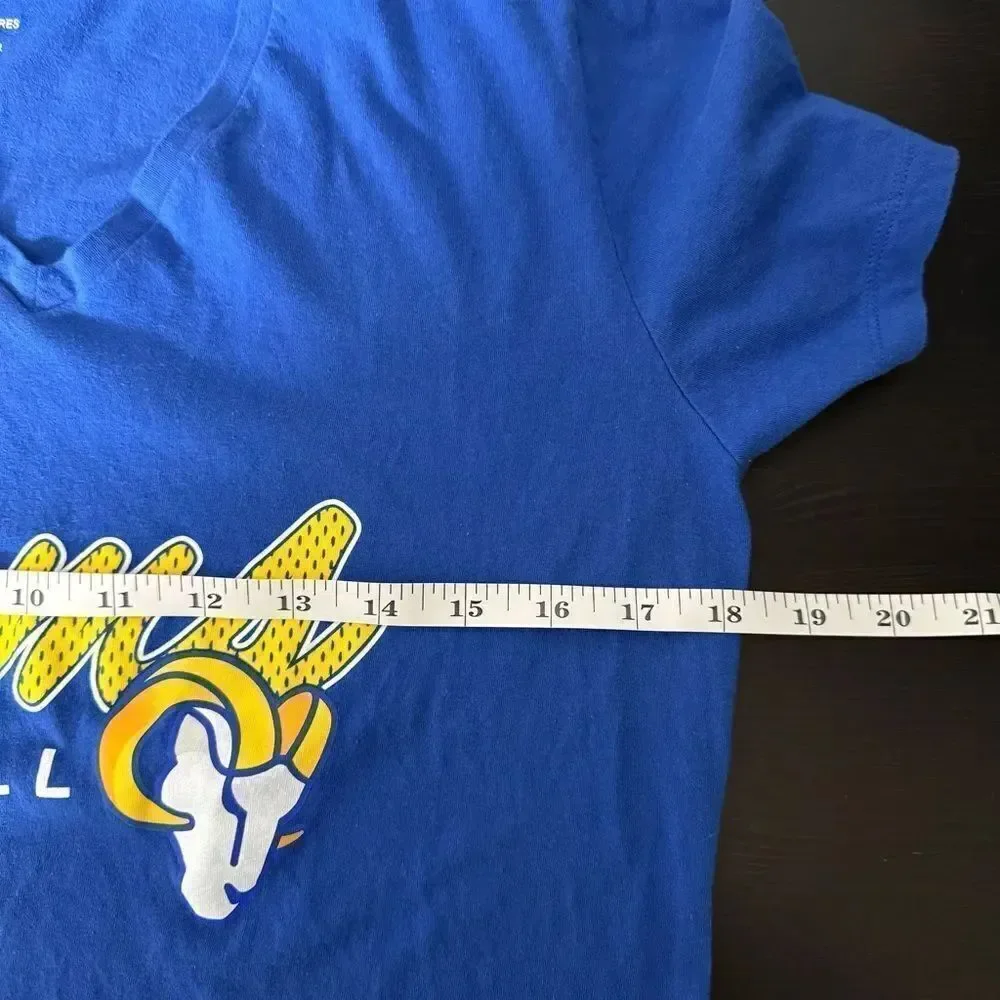 NFL Team Apparel Women Blue Rams Los Angeles Graphic Short Sleeve T-Shirt Size L